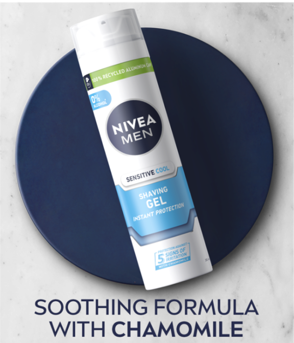NIVEA MEN Sensitive Cooling Shave Gel with 0 % Alcohol, 200ml